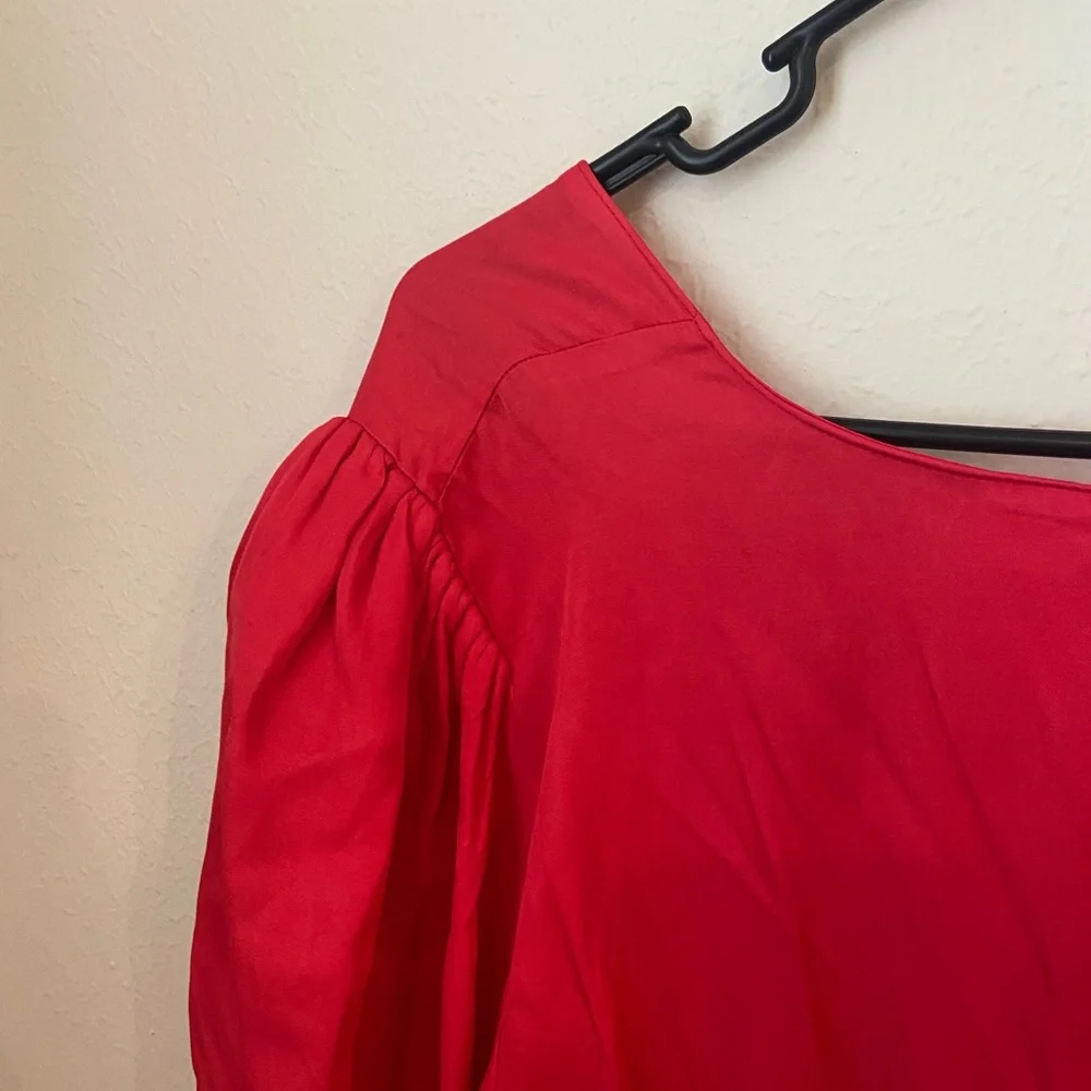 FARM Rio Red Cutout Front Bishop Sleeve Dress - Picture 7 of 10